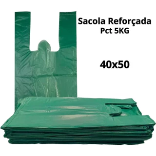 Sacola Plástica Reciclada REFORÇADA Verde 40x50 - PACOTE 5kg - Direto da Fábrica