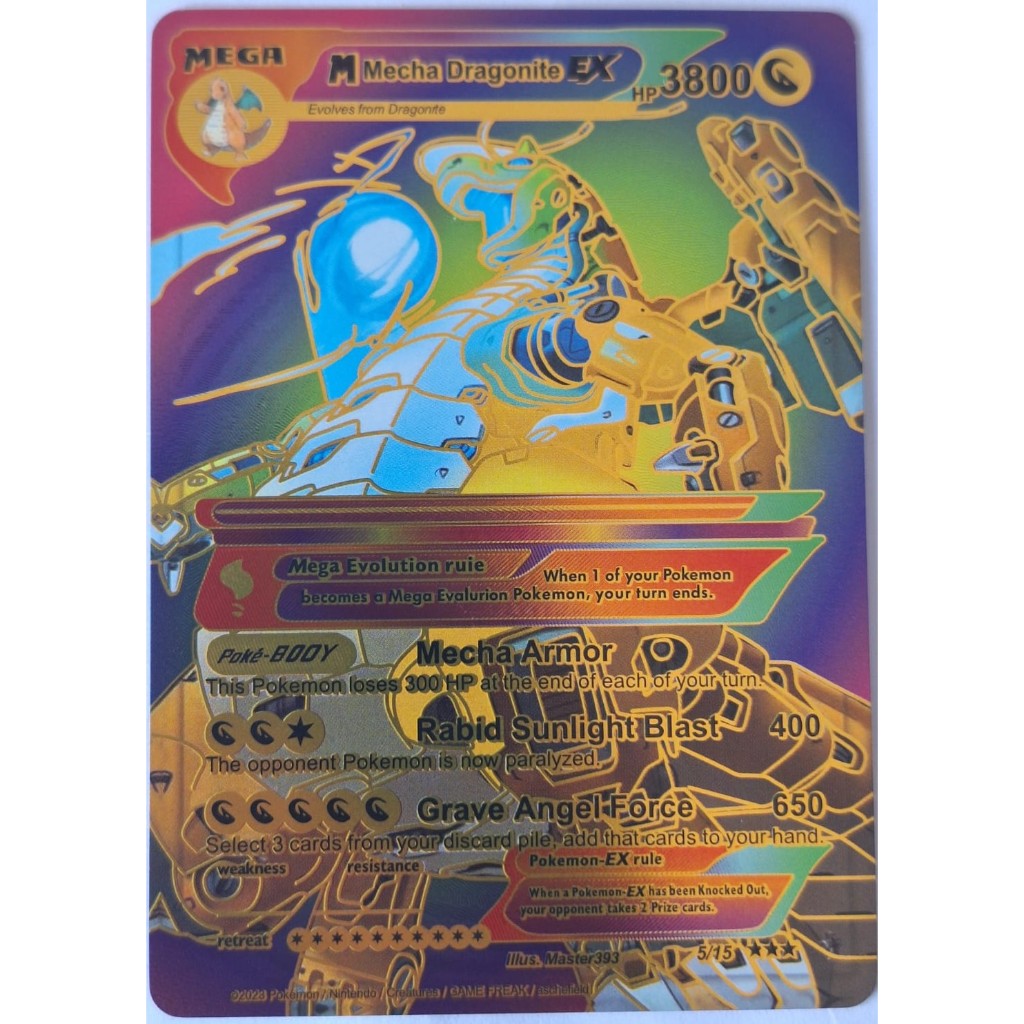 Cards Pokemon Dragonite edio de colecionador com fino relevo nas carta,  folha preta com dourado no verso e prata!!! | Shopee Brasil