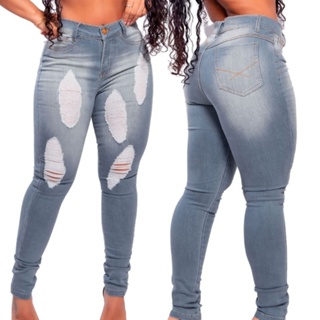 Calça Jeans Feminina Modelo Rasgado Moderno Premium