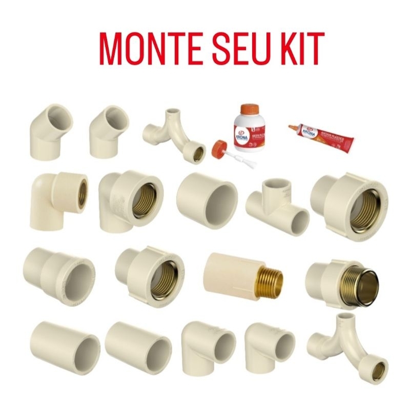 Conexões CPVC joelho, conector, cap, luva, Transição, União, te misturador agua quente, cola 75G, 175G, 22mm, 1/2 / 3/4)