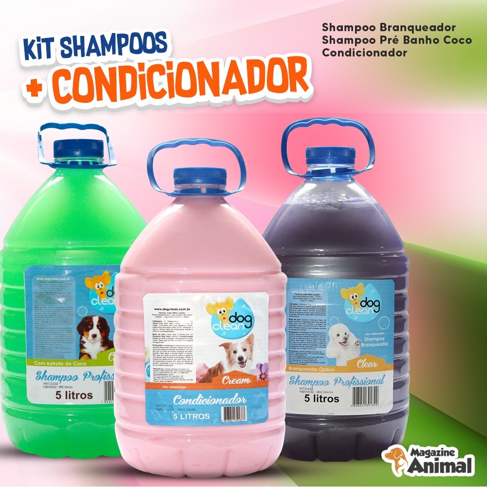 Kit Shampoo Profissional para Cachorro/ Shampoo Branqueador 5L + Pré ...