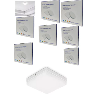 KIT 7 Plafon Led Borda Infinita 25W Sobrepor Quadrado Bivolt BRANCO FRIO 6500k ou NEUTRO 4000k 17CM