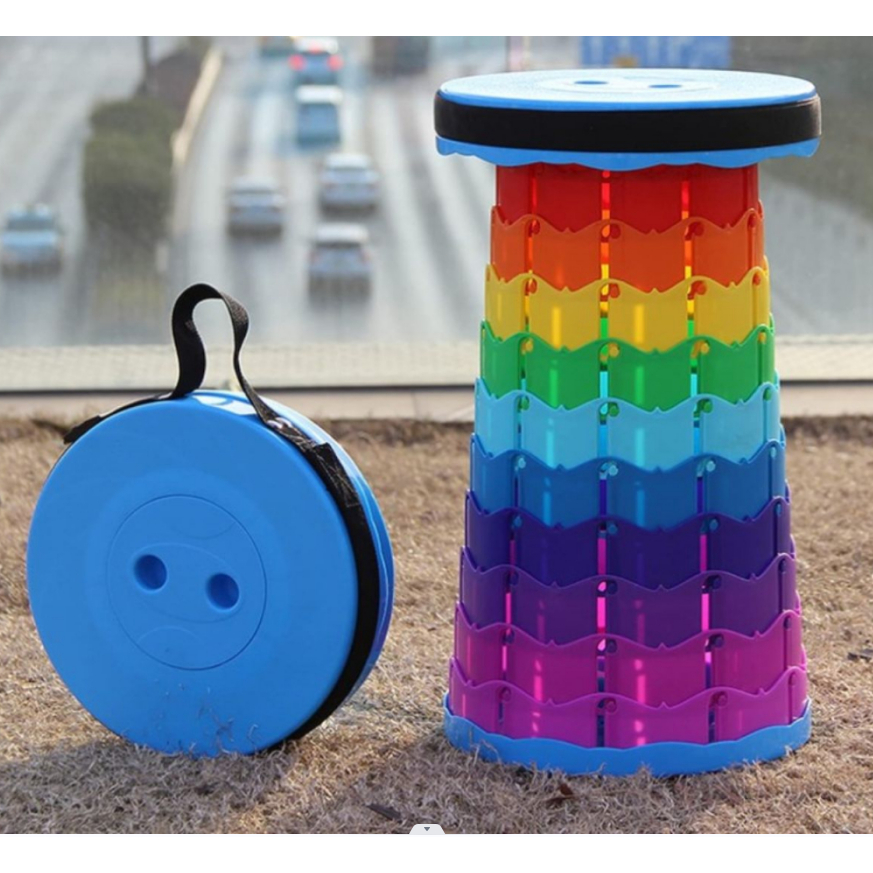 Banqueta Banco Retrátil Portátil com Alça Telescópica Banquinho Dobrável Ajustável Pesca Camping Caminhada