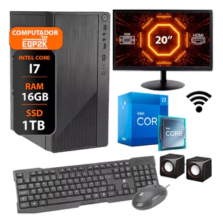 Computador Intel I7 16gb Ssd 1tb Completo 10 Pro Monitor 20