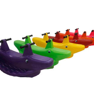 Gangorra Infantil 2 lugares Playground-Gangorra Grande para 2 Crianças-Jacaré Colorido