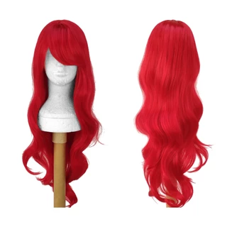 Peruca Vermelha Ondulada Longa Com Franja Cosplay Wig Ariel