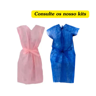 Kit 10 Avental Rosa ou Azul sem manga Descartável G20
