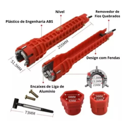 Chave Hidráulica Ferramenta Profissional Para apertar cano Instalar Torneira 8 em 1 Chave de Encanamento