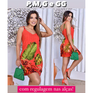 Vestido Feminino Tubinho Curto Estampado Floral,Vestidinho de Alcinha com Regulador Básico Floral.