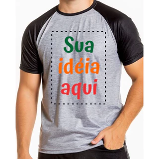 Camiseta Raglan Personalizada Monte a Sua Malha 100% Poliéster para Sublimação Adulto e Infantil