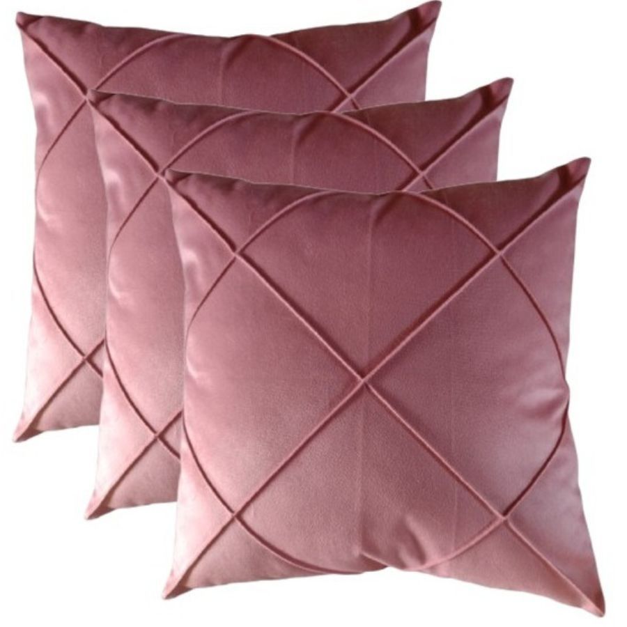 Kit 3 Capa Almofada Suede Drapeada Macia Decorativa- 45x45