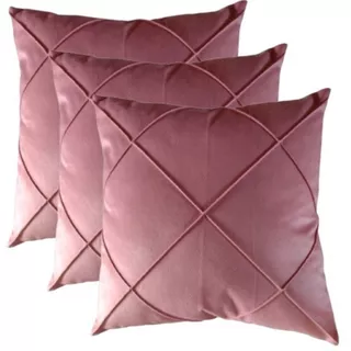 Kit 3 Capa Almofada Suede Drapeada Macia Decorativa- 45x45
