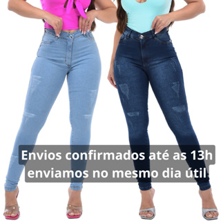 Calça Jeans Feminina Plus Size 48 ao 54 Cintura Alta Com Lycra Levanta  Bumbum Premium