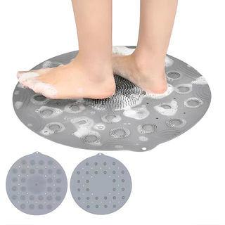 Tapete Silicone Redondo Antiderrapante Massageador Limpeza Pés Banho de Box