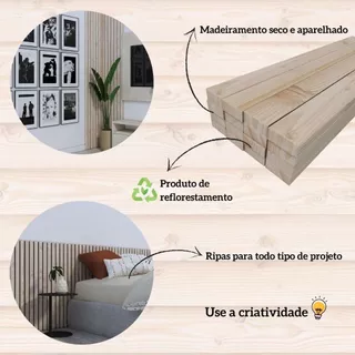40 Unidades de Ripas/Farrapo em Pinus Natural Lixada e Aparelhada Madeira Cortada