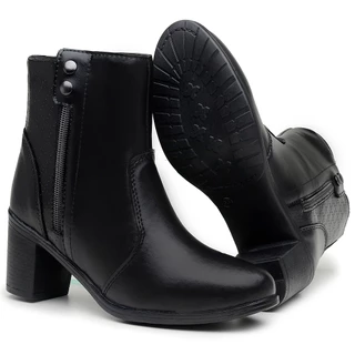 Bota Coturno Feminina Salto Alto Cano Curto Lançamento Inverno