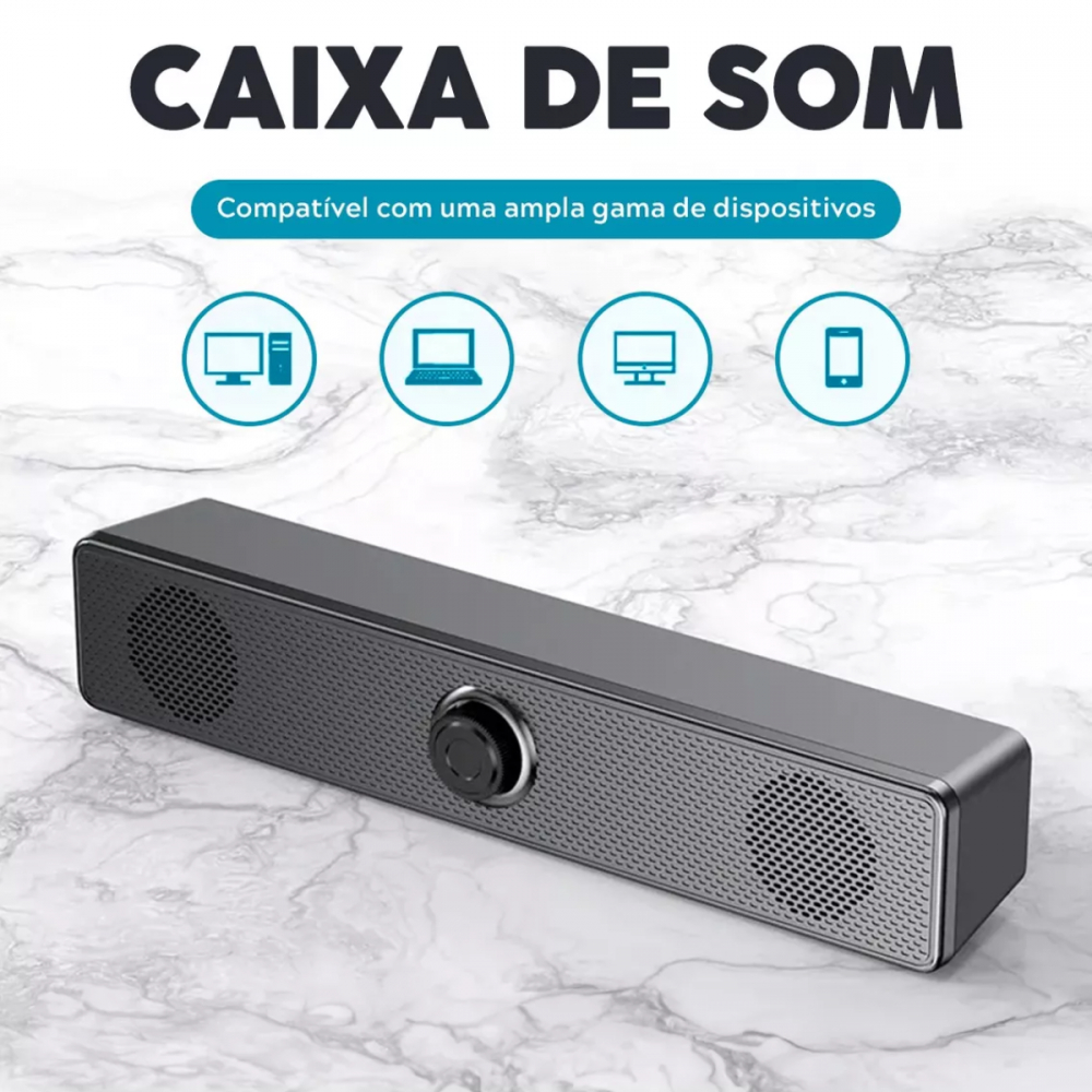 Caixa De Som Potente Soundbar Com LED Para Computadores/Notebook USB P2 ...