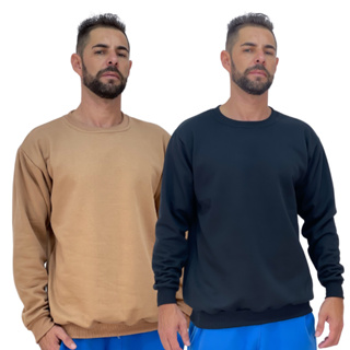 Kit 2 Blusas Moletom Careca Unissex Liso Masculino e Feminino Flanelado Blusa de Frio Promoção