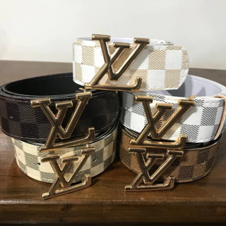 Cinto feminino fashion LV moda couro ecologico Xadrex quadriculado promoção
