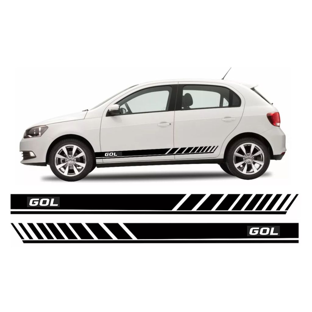 Adesivos Faixa Lateral Gol G3 G4 G5 G6 G7 Personalizado Preto Brilho ...