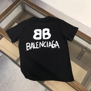Camisa Masculina Balenciaga BB 100%Algodão Fio 30.1 Gola Redonda Manga Curta