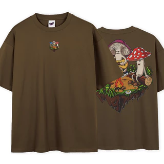 Camiseta Oversized Mushroom Cogumrlo Festival Fogueira Color T-Shirt StreetWear