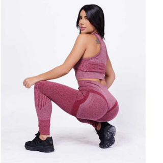 Conjunto Academia Top + Calça + Legging Cintura Alta Levanta Empina Bumbum