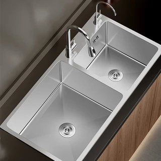 Pia simples/dupla de aço inoxidável 304 pia doméstica com acessórios de drenagem de torneira de cozinha