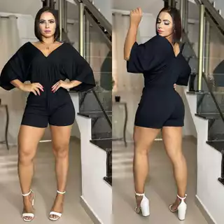 Macaquinho Casual Manga Flare Listrado Moda Tendência Verão MIDI FESTA black friday