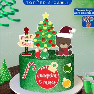 Topo de bolo em 3d tema natal - topper natalino
