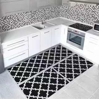 Jogo de passadeira de cozinha tapete antiderrapante 3 Peças