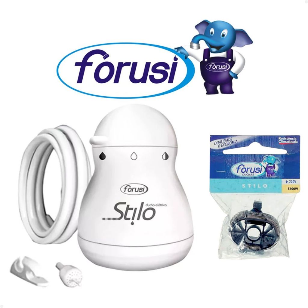 Chuveiro Elétrico Ducha Econômico 3T 127/220 + Resistência Elétrica 127/220 Stilo Forusi