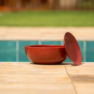 Vaso de Planta Bacia Luxo com Prato N°2 Lisa Brilhante