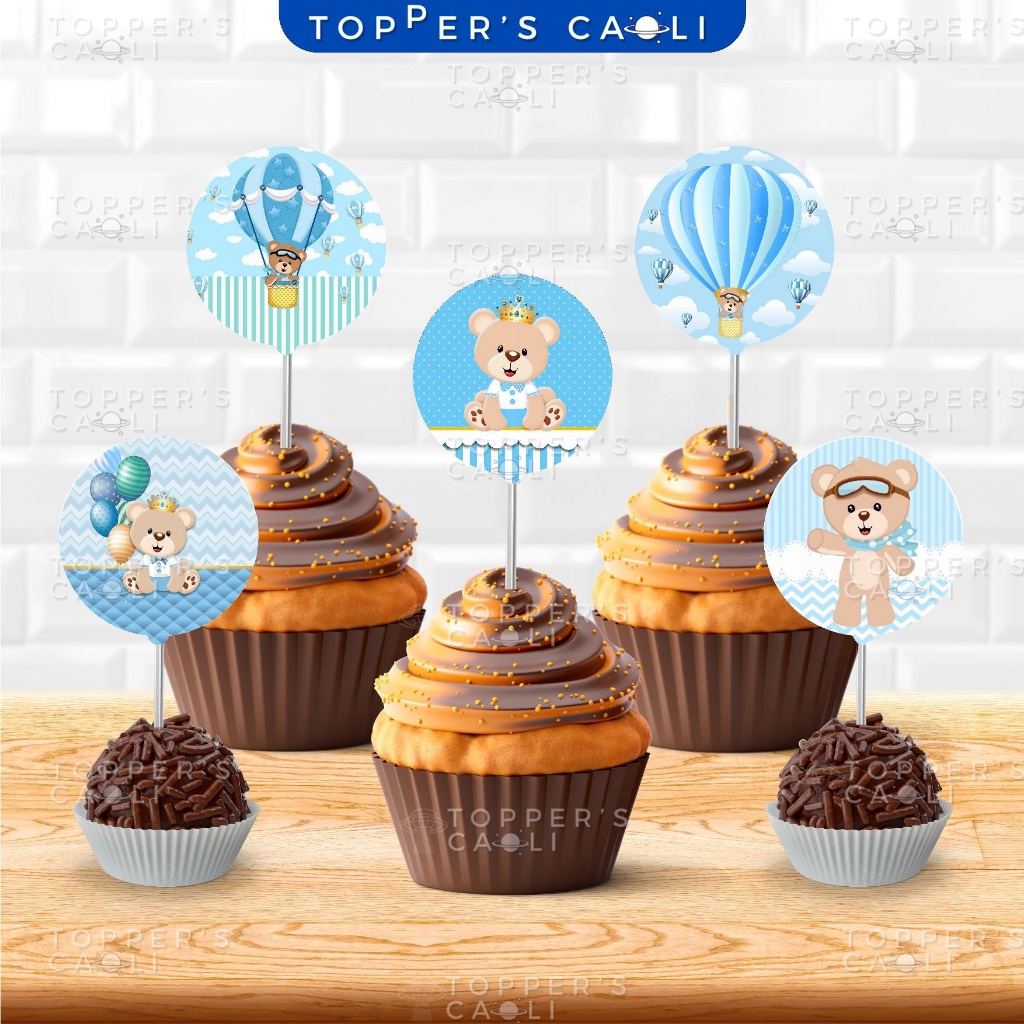 Tags para Docinhos Cupcake Ursinho (Mini Topper Brigadeiro)