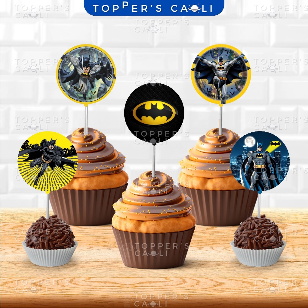 24 Decorazioni Torta Batman - Topper Per Cupcake E Torte Compleanno Supereroe - Foto 6