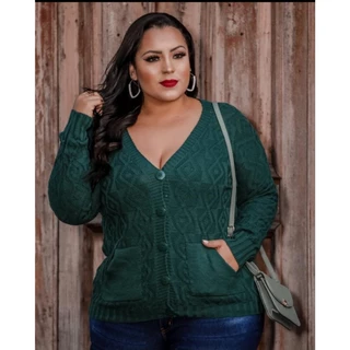 Brusa em tricô feminina de frio plus size GG-G1-G2