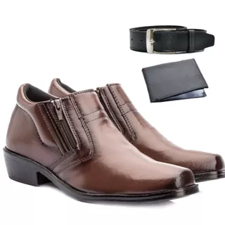 Bota Masculina Couro ecológico Com Carteira E cinto Moda Social Confortável E Elegante