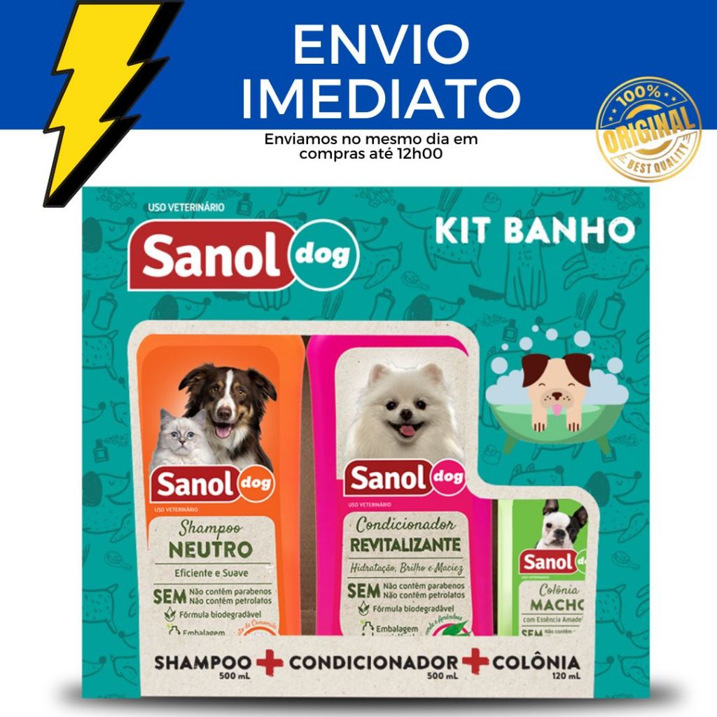 Kit Sanol Dog de Shampoo, Colônia e Condicionador -ENVIO IMEDIATO