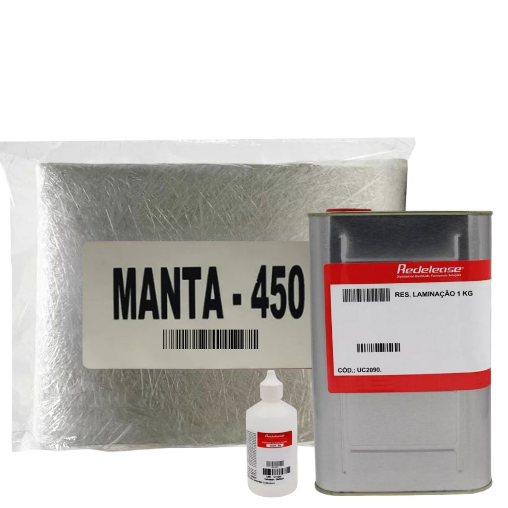 Kit Reparo Manta Fibra De Vidro 140cmx20cm Com Resina Para Laminação 1 KG