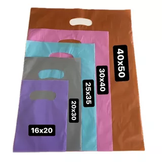 100 Sacolas Plásticas- 16X20/ 20X30 / 25X35 / 30X40 / 40X50 - Material Virgem - Boca de Palhaço / Alça Vazada - Para Loja