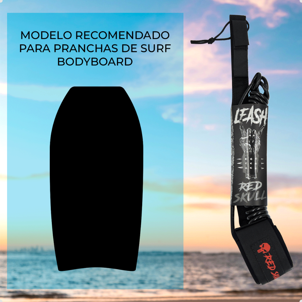 Strep Prancha de Surf Bodyboard 6mm Resistente Leash Body Board RedSkull Shopee Brasil