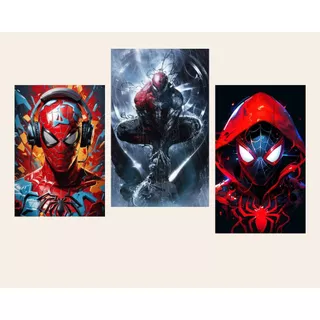 Kit 3 quadros decorativos homem aranha 40x60