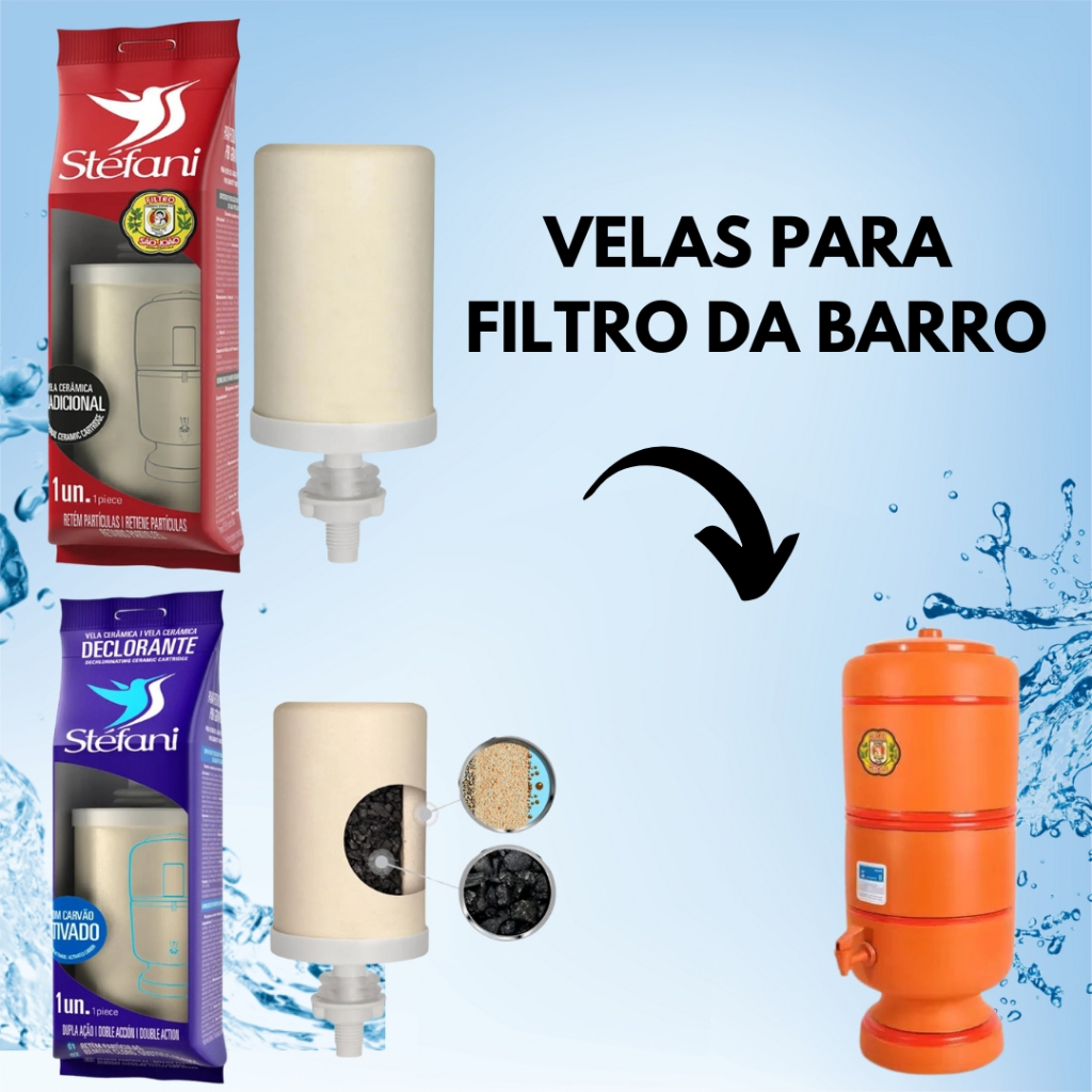 Vela para filtro de barro - Stéfani (Cerâmica e Carvão Ativado ...
