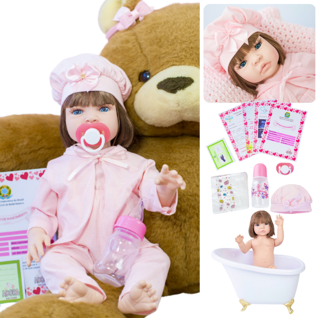 Boneca Bebê Reborn Silicone Realista Pode Dar Banho Original | Shopee ...