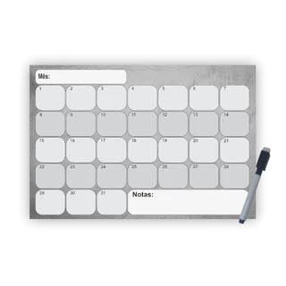 Ímã De Geladeira Porta Recados 28X19cm Planner Mensal Magnético com Caneta