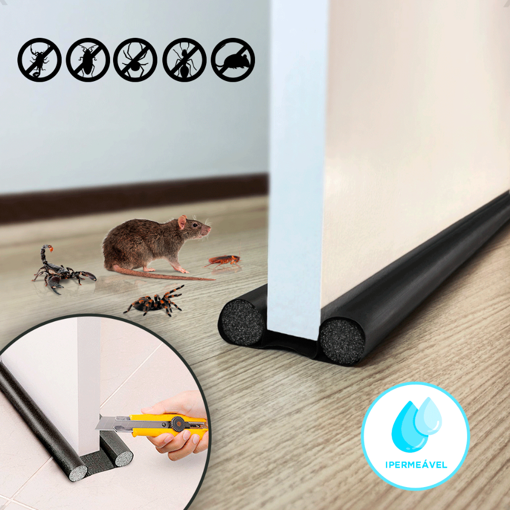 Protetor Veda Porta Rolinho Ajustável Impermeável Sem Costura Contra Insetos Poeira Vento