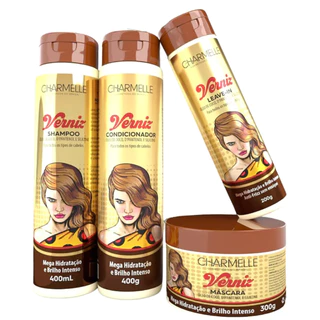 Kit Verniz Charmelle Restauração e Brilho cabelo brilhoso