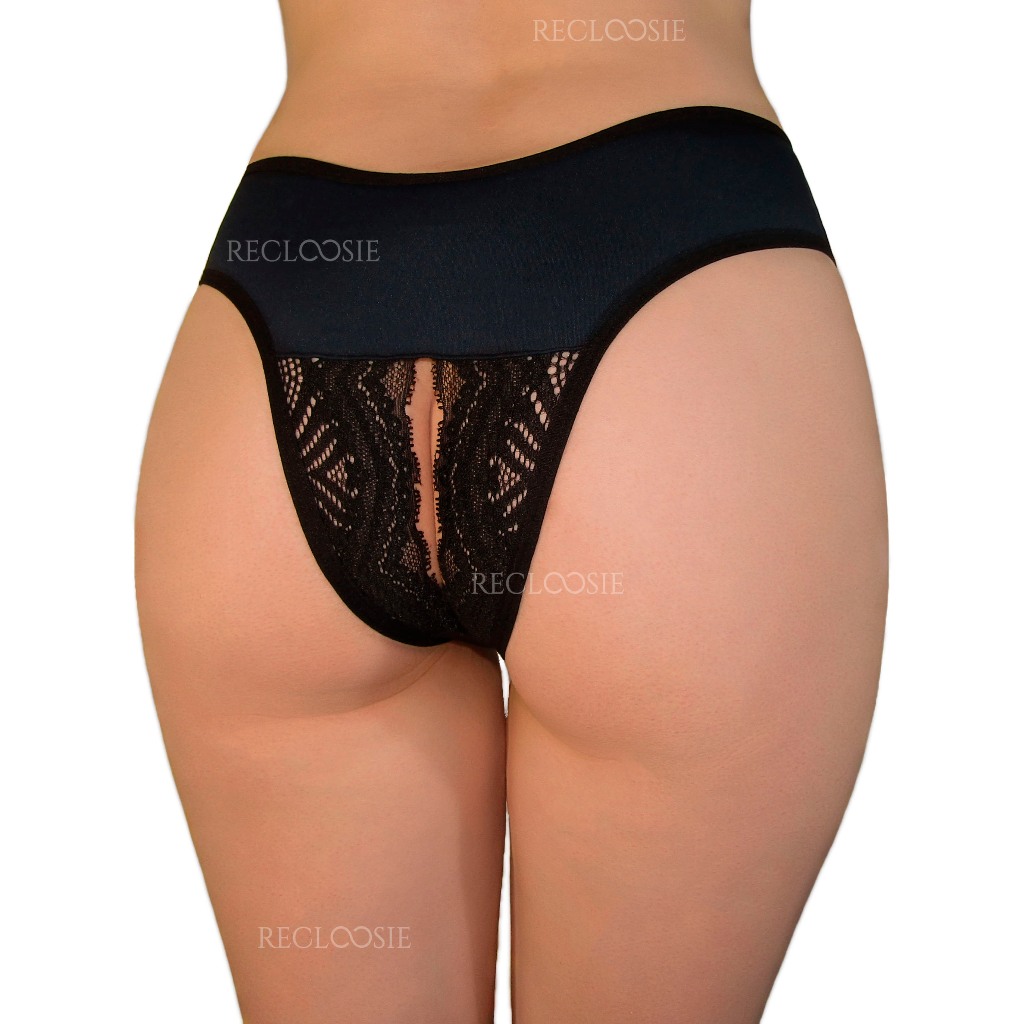 Calcinha feminina sexy com renda aberta atrás lingerie sensual