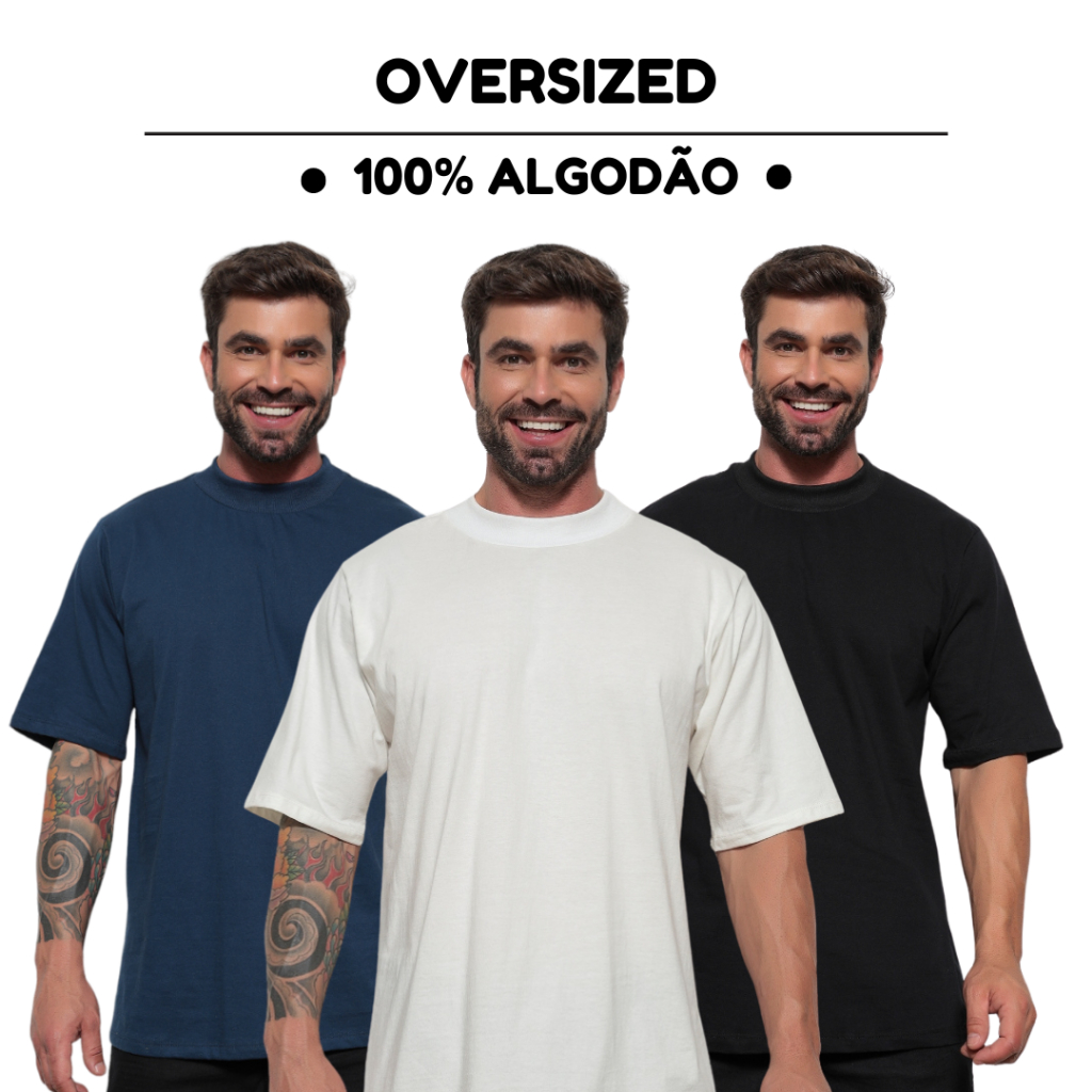KIT 2 Camiseta Oversized Basic Streetwear Masculina