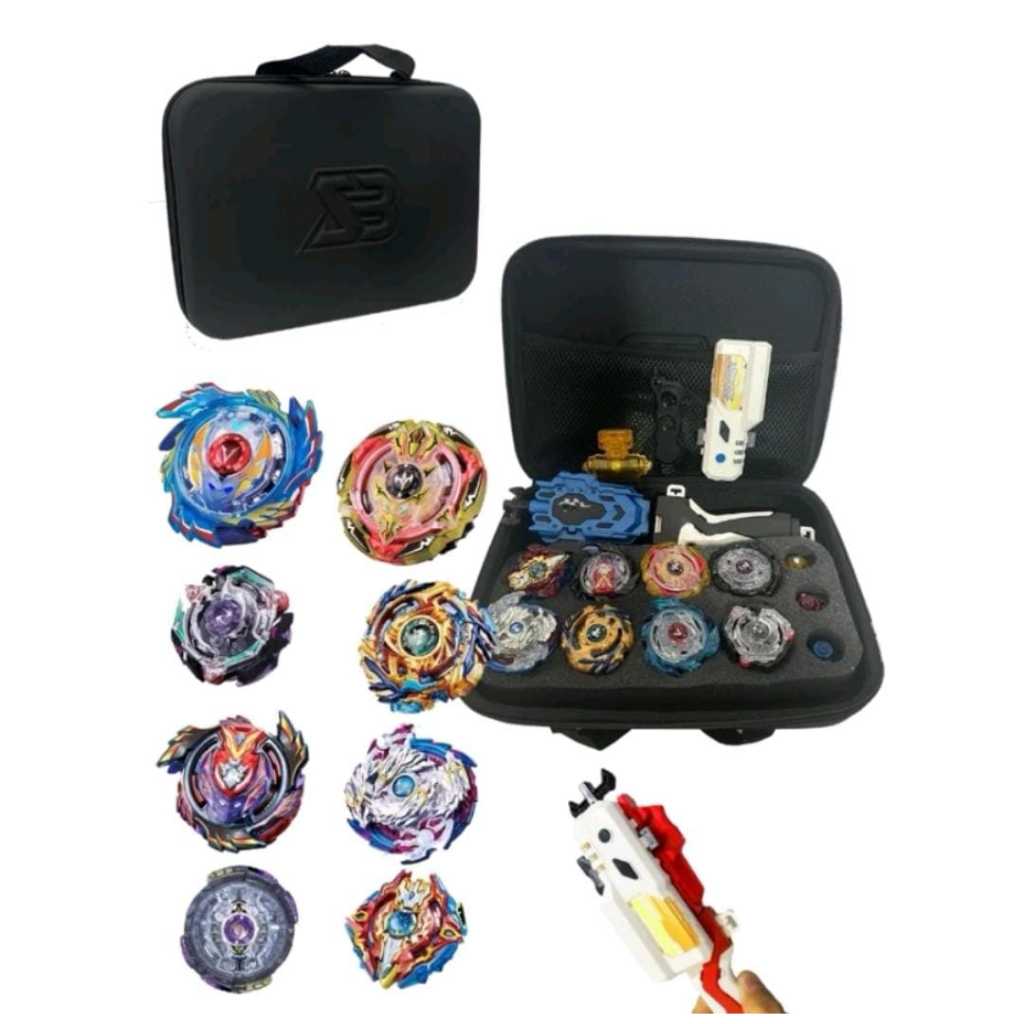 Maleta Beyblade 8 Beyblades Burst Evolution + Lançador Corda